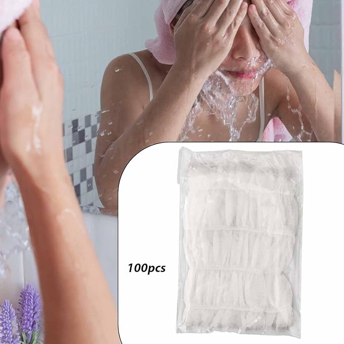 100Pcs SPA Facial Headbands SPA Makeup Headbands Skincare Hair Bands Makeup Head Wraps for Bath Home Showering Personal Use, White