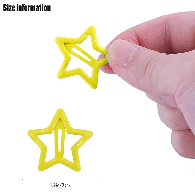 Star Hair Clips Multiple Colors Snap Hair Barrettes Non Slip Star Hair Accessories Metal Hair Clips for Girls Women -15 PCS 1.18"
