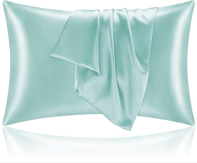 BEDELITE Satin Pillowcase for Hair and Skin, Super Soft and Cooling Similar to Silk Pillow Cases 2 Pack with Envelope Closure, Gift for Women Men(20"x30" Queen Size, Blue Grey)