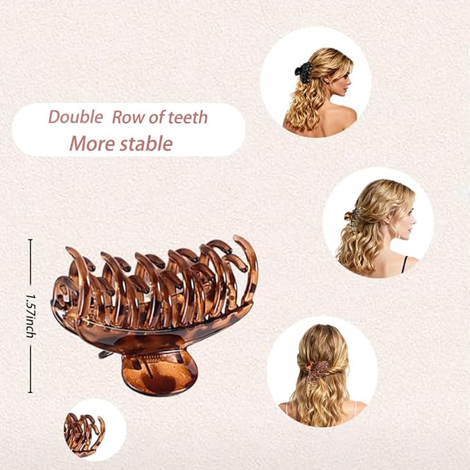 Tortoise Shell Hair Claw Clips for Women - Medium Size Acrylic Hair Clips for Thin & Thick Hair, Non-Slip Grip, Fashion Hair Accessories FEADIR 3 Pcs