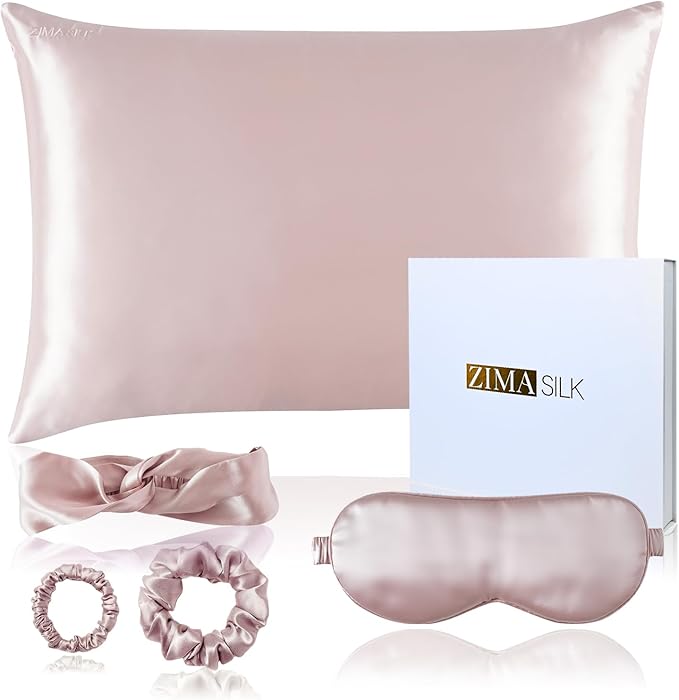 ZIMASILK 22 Momme Silk Pillowcase for Hair and Skin - 100% Pure Mulberry Silk with Hidden Zipper, Grade 6A Luxury Pillow Case for Women, Soft & Durable, Gift Box (Queen 20"x30", Pink)