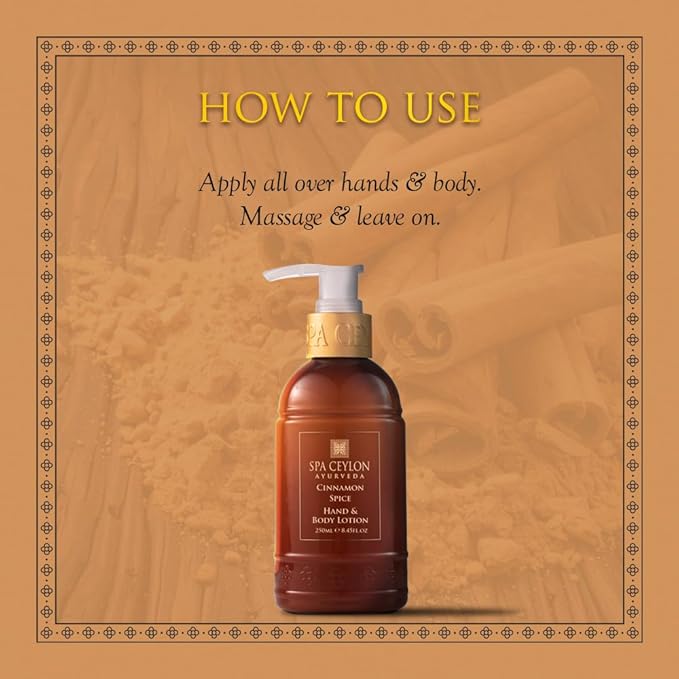SPA CEYLON Cinnamon Spice Hand & Body Lotion | Daily Moisturizer for All Skin Types | Dry Skin Relief Body Cream | 250ml