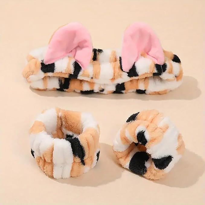 18PCS Cute Cat Ears Spa Headband for Washing Face Makeup Skincare Headband with Wrist Bands, Sleepover Party Supplies for Women/Teen Girl Trendy Stuff Present (18PCS Cat Ears, standard size)