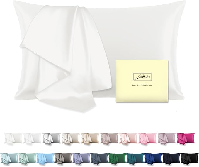 Mulberry Silk Pillow Cases for Hair and Skin King Size Silk Pillowcase with Zipper Soft Breathable Smooth Cooling Satin Silk Pillow Covers for Sleeping (Ivory,20"X 36",1Pcs)