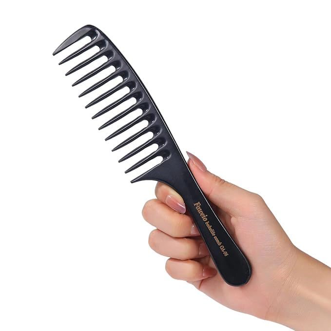 PERFEHAIR Wide Tooth Detangling Comb for Women - Large, Thick, Durable Bakelite Anti-static Hair Comb for Curly, Wet, Long, Thick Hair - Black, Professional Hair Detangler