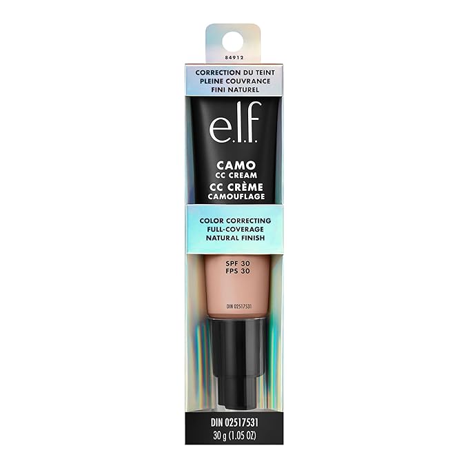 e.l.f. Camo CC Cream, Color Correcting Medium-To-Full Coverage Foundation with SPF 30, Fair 150 C, 1.05 Oz (30g)