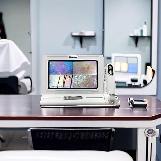11 Inch Skin Analyzer Machine Professional Scalp Detector Hair Follicles Oil Moisture Tester Digital Hair Microscope Facial Skin Scalp Analysis Machine 50X-200X