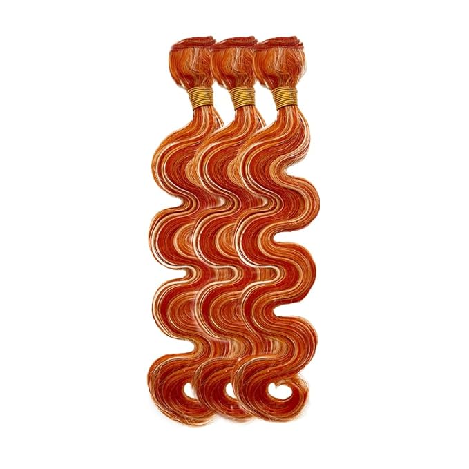 18 20 22 Inch Color 350 Bundles Human Hair Highlight Ginger Orange Bundles Brazilian Virgin Remy Hair Extensions Double Weft 2 Tone Orange and Blonde Bundle Hair Weave