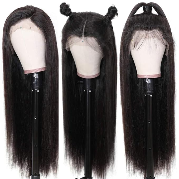 Hermosa 13x4 Lace Front Human Hair Wigs Pre Plucked 12A 220% Density Straight Human Hair Lace Front Wigs with Baby Hair for Women Natural Hairline Natural Color 16 inch
