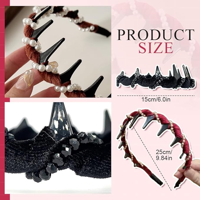 Vintage High Cranium Artificial Pearl Hairband, New Elegant Braided Pearls Headbands with Teeth for Women, Anti-slip Decorative Hair Bands Fashion Hair Accessories Gifts (3Pcs, One Size)