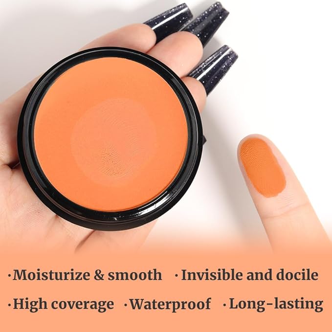 Kaely Color Correcting Concealer,Cream Pot Concealer Full Coverage,under Eye Concealer Palette for Conceals Dark Circles,Waterproof Foundation Face Makeup,12 Orange