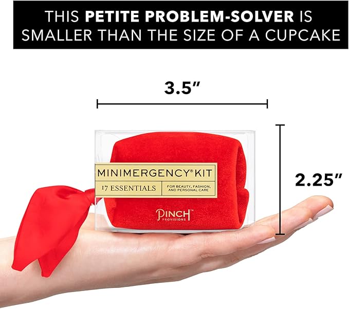 Pinch Provisions Velvet Minimergency Kit, for Her, Includes 17 Must-Have Emergency Essential Items, Compact, Multi-Functional Pouch, Gift for Parties and Birthdays