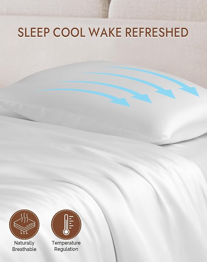 SilkSilky 100% Mulberry Silk Pillowcase - Pure 22 Momme High-Grade 6A Fibers for Hair & Skin, Envelope Closure, Natural, Organic, Breathable & Cooling Pillow Case (Standard, White)