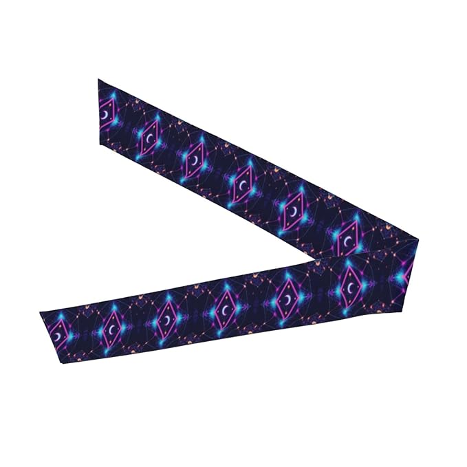 Men Women Sports Sweat Band, Multifunction Elastic Head Ribbon for Running Workout Shower, Novelty Sacred Geometric Symbols Sun Moon Trippy Purple Headdress Hair Decor