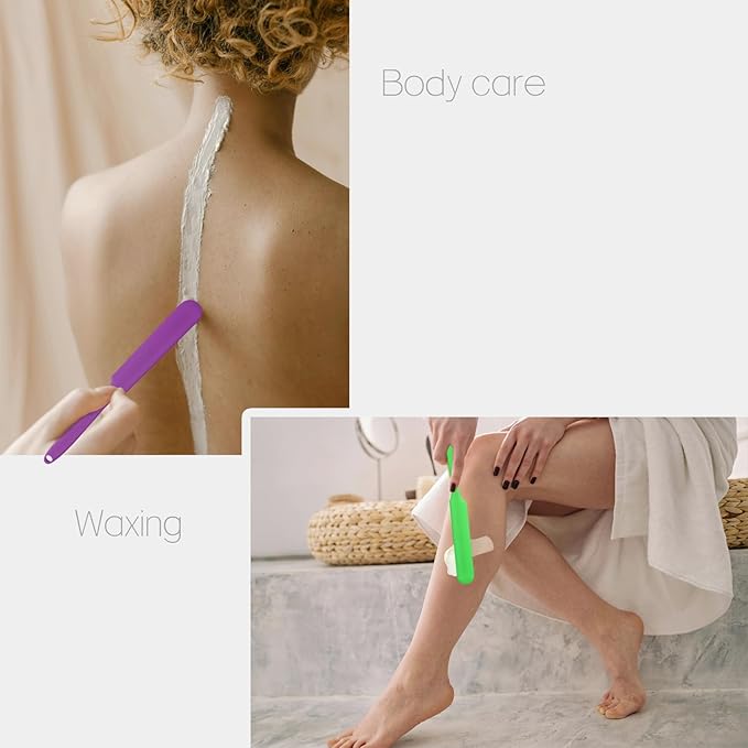 4-PCS Non-Stick Reusable Wax Silicone Spatula, Silicone Waxing Applicators for Hair Removal, for Home Salon Body Use (Pink&Purple&Yellow&Green, size 4)