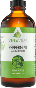 VINEVIDA Peppermint Essential Oil 4 oz - Undiluted Peppermint Oil - DIY Candle Scents for Candlemaking - Bulk Essential Oil for Soap Making Safe for Skin