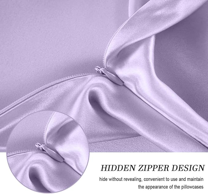 100% Mulberry Silk Pillowcases Set of 2 for Hair and Skin and Super Soft and Breathable King Size Nature Silk Pillowcases (King, Light Purple)