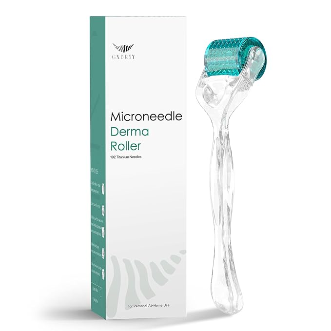 Derma Roller Titanium Needles,192 Micro Needle Dermal Roller- Microdermabrasion Tool At Home Use (Blue)