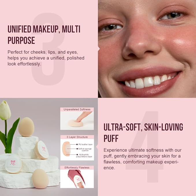 Multi-Use Makeup Cream Blush Stick, Unidollss 3-in-1 Buildable Contour Bronzer Blush Stick, Hydrating formula, All day wear, Easy Application with Thumb Puff Included (05 SUNSHINE)