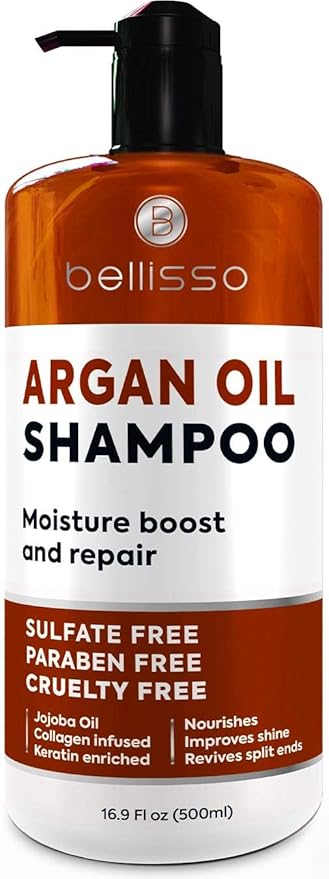 Argan Oil Shampoo - Sulfate Free with No Parabens - Moroccan Botanicals for Women and Men - Professional Moisturizing, Anti Frizz, Hydrating Solution for Dry, Wavy, Curly and Color Treated Hair