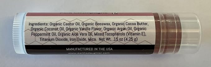 Tinted Lip Balm by Earth’s Daughter – 4 Pack of Pink Champagne Color – Beeswax, Coconut Oil, Cocoa Butter, Vitamin E – Moisturize and Beautify – Paraben Free