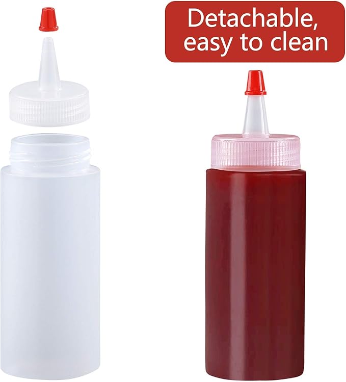 Squeeze Bottle, Shekure 30Pcs 4 Oz Premium Food Grade Plastic Bottles with Squeeze Top Caps Include 2 Labels and 1 Pen for Icing Cookie Decorating Sauces Condiments Arts Crafts BPA Free