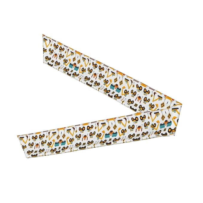 Boys Girls Cool Sports Sweat Band Head Decor for Running Athletic Spa, Long Multipurpose Cute Construction Bulldozer Excavator Head Ribbon Headdress