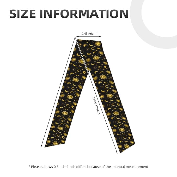 Men Women Sports Sweat Bands, Multifunction Long Head Ribbon for Yoga Workout Shower, Fashion Sun Moon Star Gold Black Headwear Hair Decor