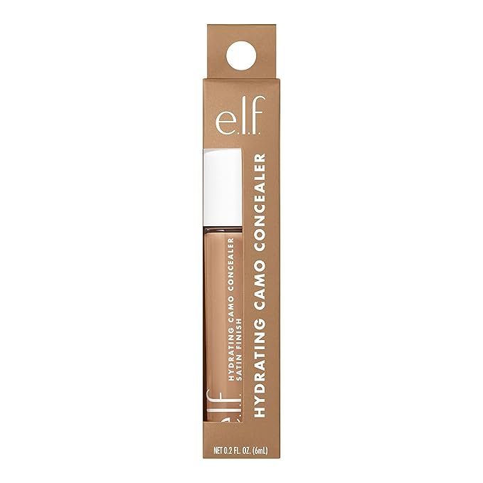 e.l.f. Hydrating Camo Concealer, Lightweight, Full Coverage, Long Lasting, Conceals, Corrects, Covers, Hydrates, Highlights, Tan Walnut, Satin Finish, 25 Shades, All-Day Wear, 0.20 Fl Oz