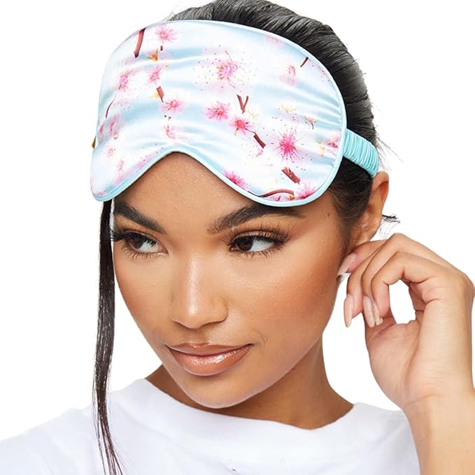 SMUG Satin Sleep Mask & Eye Mask - Deep Dream Sleep Masks for Women & Men - Soft Sleeping Eye Mask to Nourish Skin, & Reduce Dark Circles - Eye Sleep Mask to Block Out Light - Cherry Blossom 3-Pack