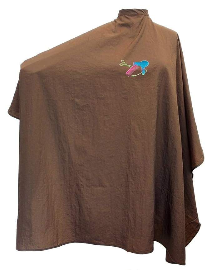 CHARLENE Professional Cutting Cape for Salon Hair Styling, Barber Haircut, Coloring, Skincare, Makeup (DS Logo, BROWN)