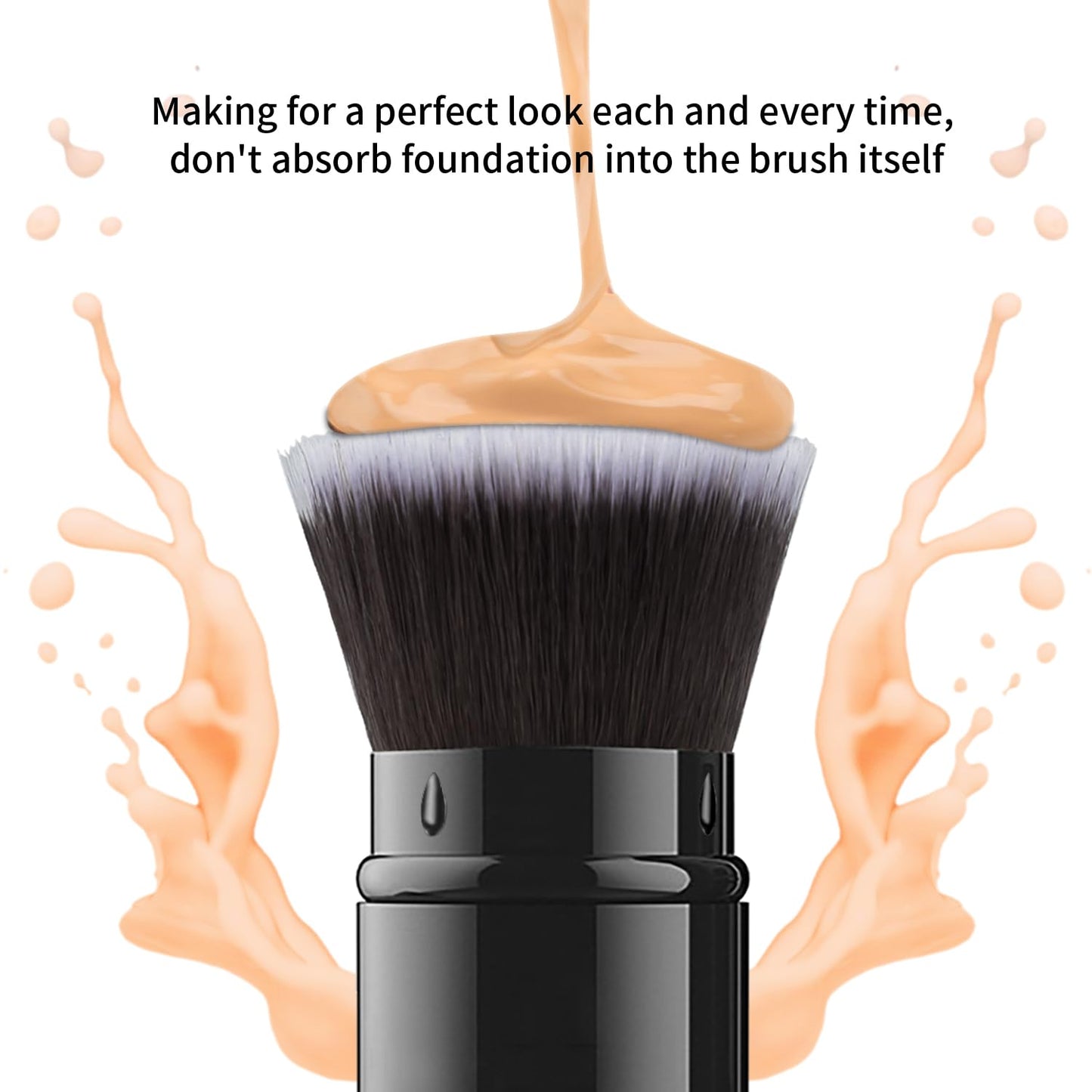 Falliny Makeup Brushes, Retractable Travel Kabuki Powder Foundation Brush, Portable Face Liquid Foundation Sunscreen Brush with Cover for Blending Liquid, Bronzer,Cream or Flawless Powder Cosmetics