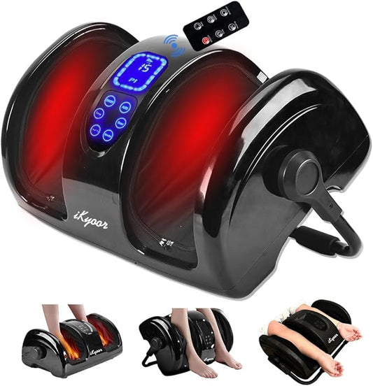 Shiatsu Foot Massager with Heat Deep Kneading Foot and Calf Leg Massager Machine for Relaxation, Muscle Pain Relief Massage (Black)