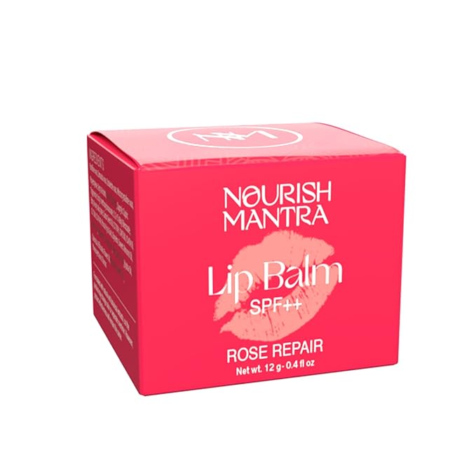 Nourish Mantra - Rose Repair Lip Balm with SPF | Made with Rose Extracts, Olive oil, Shea Butter, Vitamin E and Avocado Oil | For Dry, Chapped and Dark Lips | Best for Both Women and Men | 12g