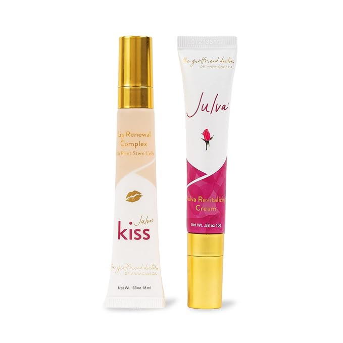Lip Duo by Dr. Anna Cabeca - Julva Revitalizing Feminine Cream Personal Moisturizer and Julva Kiss Lip Renewal Complex