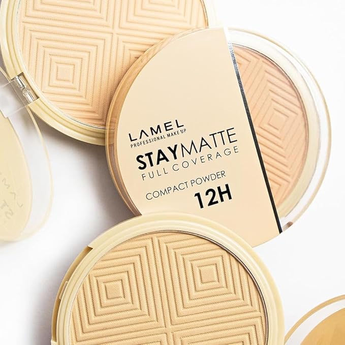 Lamel Stay Matte Compact Powder - Light Natural Coverage - Universal Neutral Undertone - Cruelty Free - Porcelain - N.401