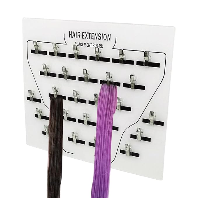 Extension Holder - Acrylic Hair Extension Organizer, Styling Hair Separator Board | Hair Tinsel Storage Plate with Clip for Wig Grafting, Sectioning, and Display for Home & Salon Use