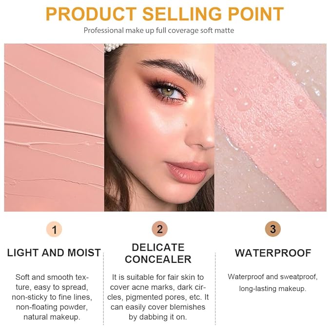 Pot Concealer with Makeup Brush Set,Tattoo Color Correcting Concealer,Full Face Color Correcting Conceal Foundation,Under Eye Concealer Brightener Dark Eye Ring corrector de ojeras (04-LIGHT)