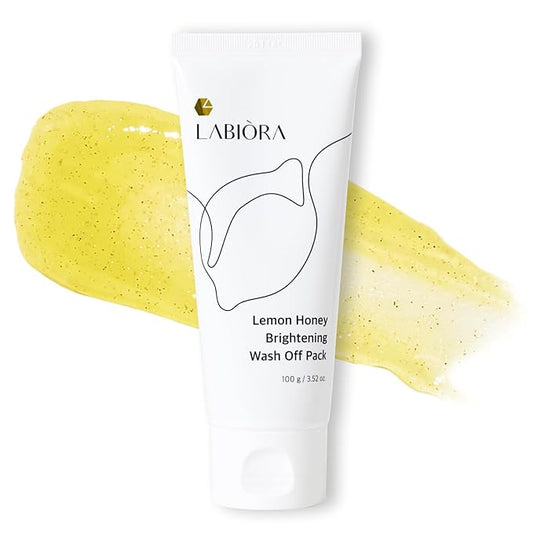 Lemon Honey Face Mask Wash-Off Pack & Scrub — 5-Minute, Exfoliating, Hydrating, Gentle for Sensitive Skin, with Manuka Honey & Lemon Extract, 3.52 oz (100 g)