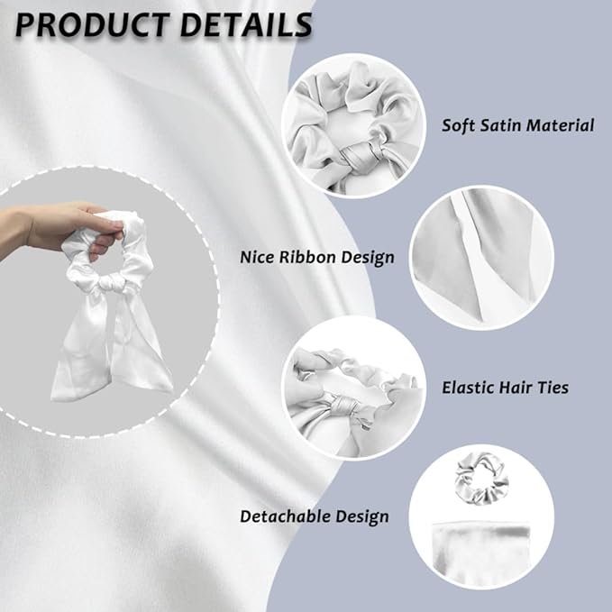 Xmas Candy Cane Pack Of 2 Knotted Bow Hair Scrunchies Gingerbread Man Ponytail Holder Ladies Pink Ribbon Scrunchy Accessory for Christmas