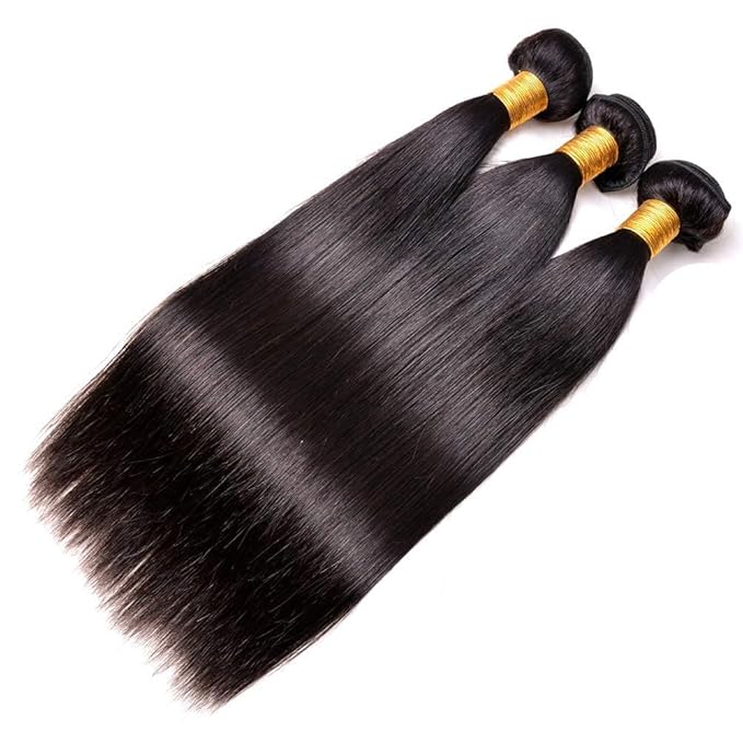 Human Hair Bundles Natural Black Straight Bundles 20 22 24 Inch Brazilian Virgin Remy Hair Extensions Niegmeag Double Weft Color 1B Straight Bundle Hair Weave 300g