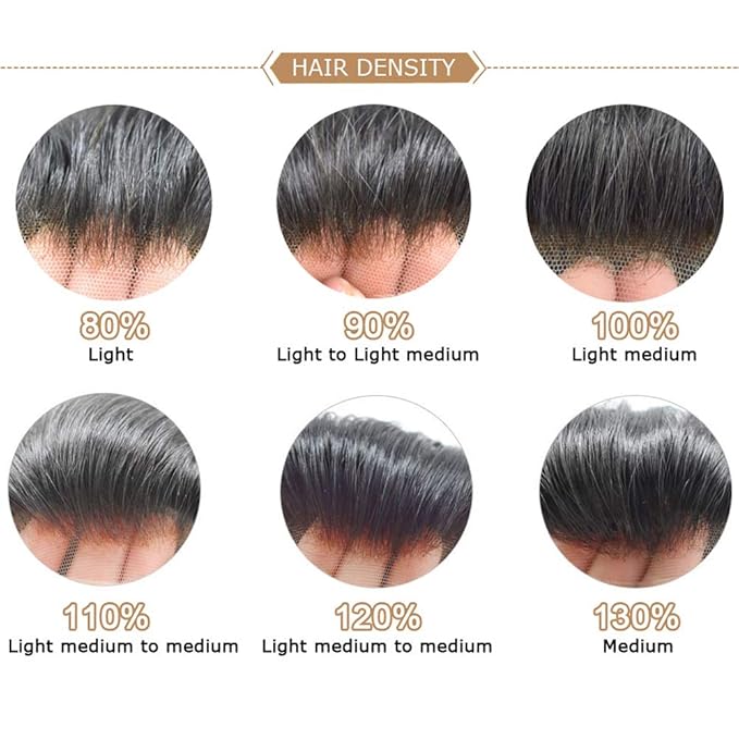 Toupee For Men Swiss Lace Hair System For Mens ToupeeL Human Hair Lace Hair Piece For Mens Toupee Hair Units 6X8#1B Off Black 120% Density