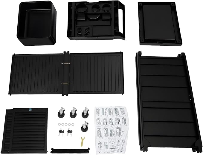 Salon Trolley Cart, 7 Layer Hair Salon Storage Cabinet Barber Organizer Tool, Portable Utility Beauty Barber Cart, Black Lockable Storage Cabinet Barber Station for Hair Stylist Hairdresser
