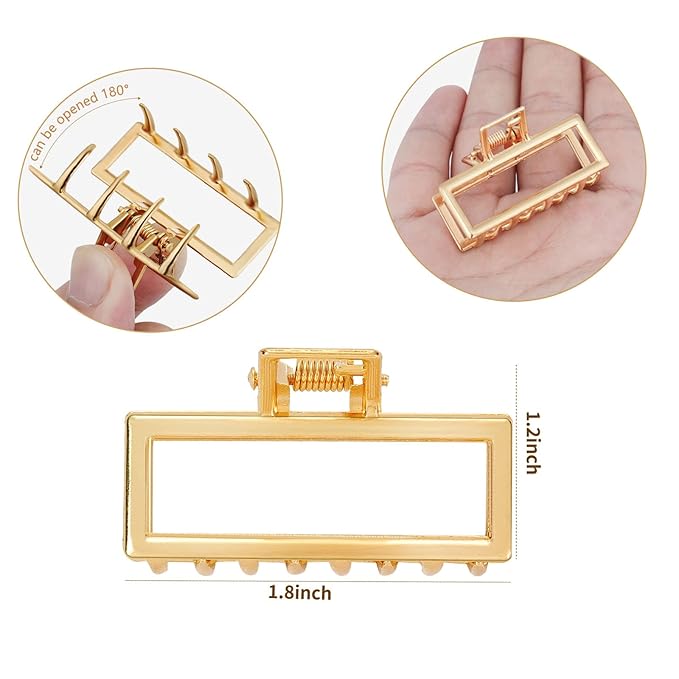 CWJCYTNSN Small Gold Hair Clips, 10Pcs Metal Hair Claw Clips for Women Thick Thin Hair, Non-Slip Hair Clips for Women and Girls, Strong Hold Hair Accessories
