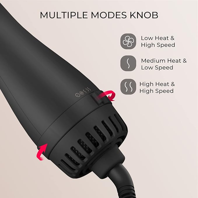 TYMO Hair Dryer Brush Blow Dryer Brush in One, 4 in 1 Ionic Hairdryer and Styler Volumizer with Oval Titanium Barrel, Hot Air Straightener for Smooth Frizz-Free Blowout, Gold