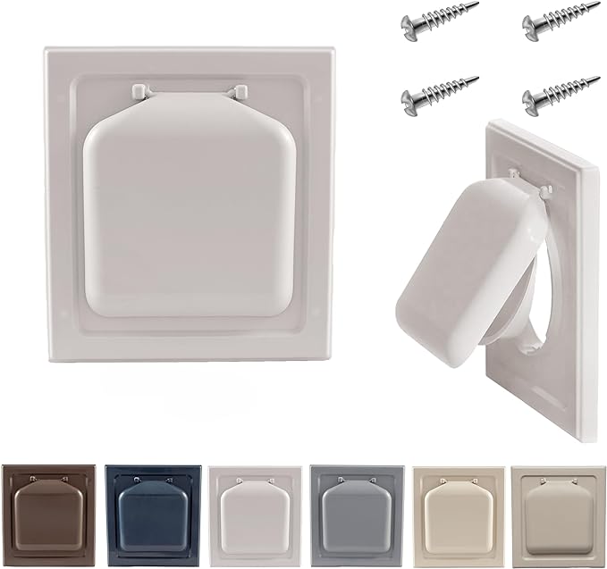 NO-PEST VENT, Exclusive Dual Door Dryer Vent Cover Outdoor 4 inch or Bathroom fan, Made in USA w Highest UV Resistant Plastic in any Outdoor Vent Cover (Light Grey, 4 inch W/O Duct Tube)