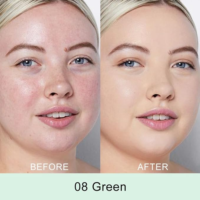 Kaely Color Correcting Concealer,Cream Pot Concealer Full Coverage,under Eye Concealer Palette for Conceals Dark Circles,Waterproof Foundation Face Makeup,08 Green