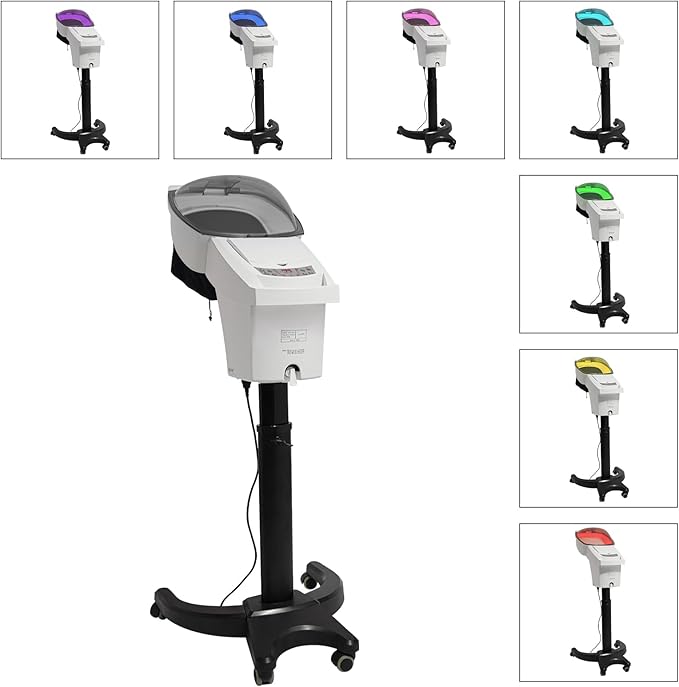 Ultrasonic Ozone Hair Steamer, 700W Micro Mist Ozone Hair Care Salon SPA Steamer Oil Treatment Machine, 7 Color Light Salon Styling Floor Hair Steamer Color Processor w/Adjustable Height (White)