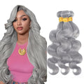 Silver Bundle Human Hair Grey Body Wave Bundles Niegmeag Brazilian Virgin Remy Hair 3 Bundles 26 28 30 Inch Double Weft Soft And Silky Gray Body Wave Bundle