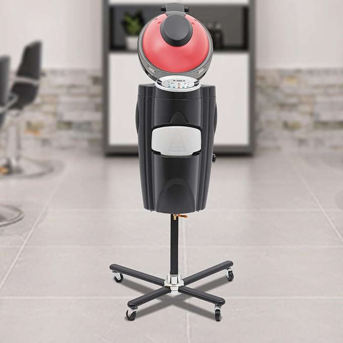 Salon Hair Steamer, 12 Colors Multi-Function Hair Steamer Machine, Standing Hair Steamer with Wheels, Professional O3 Ozone Hair Steamer, Adjustable Hair Steamer Hooded Hair Care Oiler (Black)